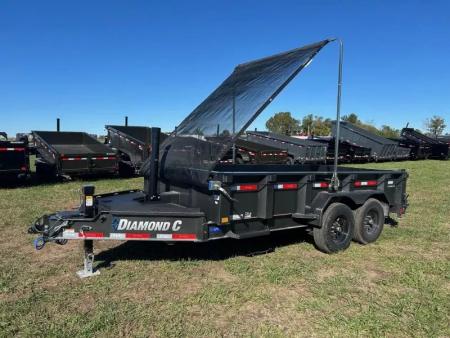 New 2026 Diamond C Trailers 83x14 Tandem 14.9K Telescopic Dump w/ Long Arm Tarp