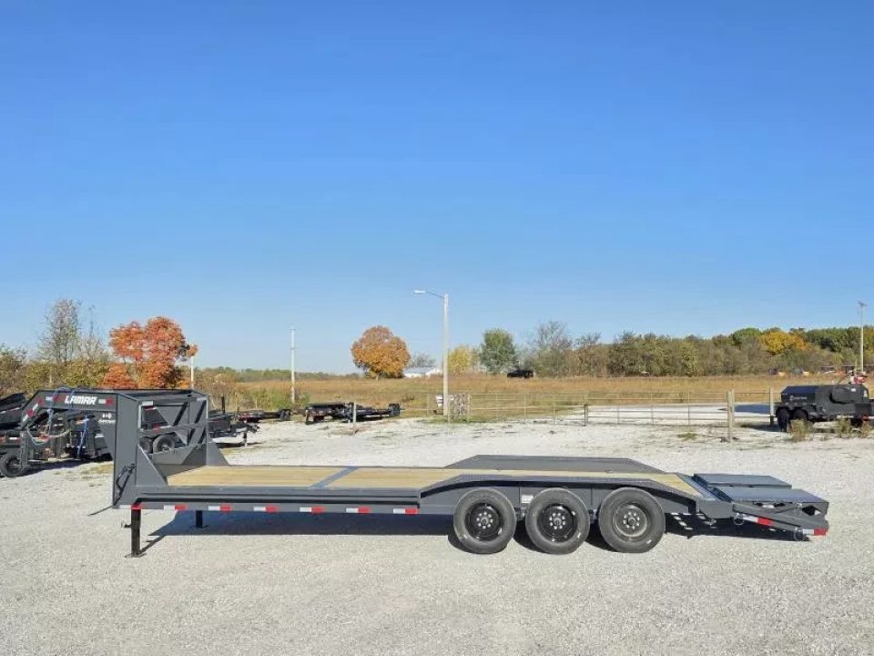 New 2026 Lamar Trailers 102 X 28 TRIPLE GN CH W/ 4' DOVE/ MAX RAMPS/ DRIVE OVER FENDERS