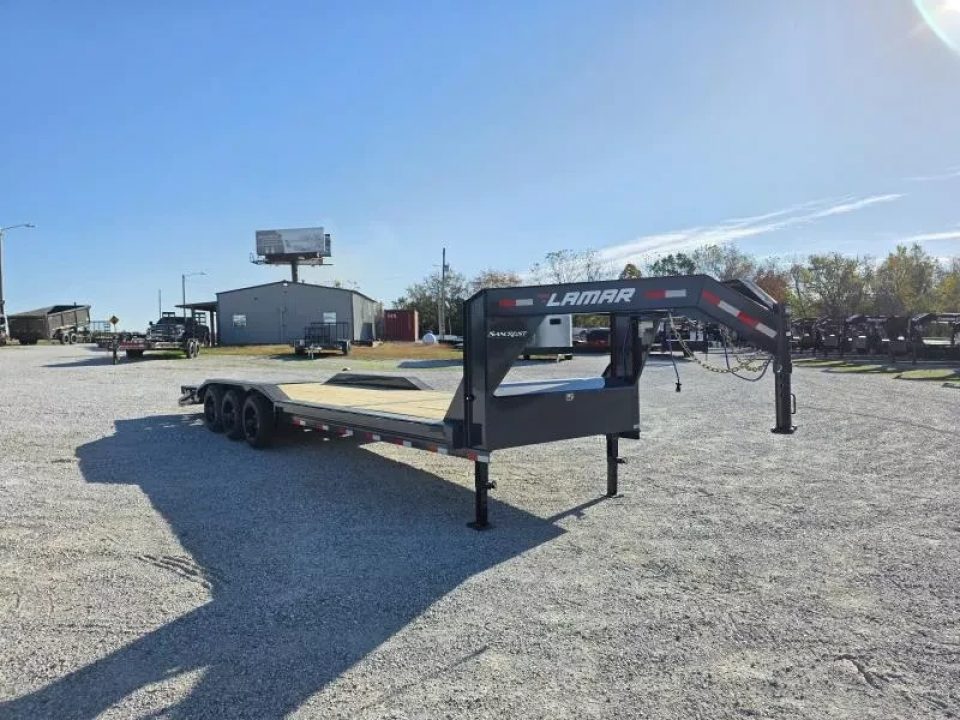 New 2026 Lamar Trailers 102 X 28 TRIPLE GN CH W/ 4' DOVE/ MAX RAMPS/ DRIVE OVER FENDERS