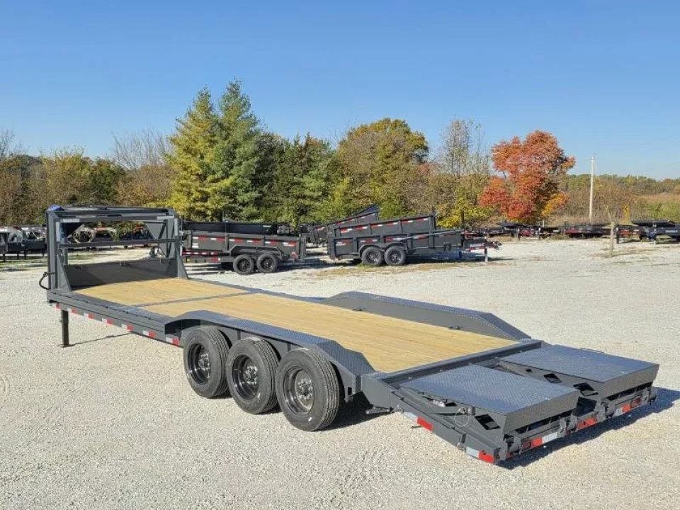 New 2026 Lamar Trailers 102 X 28 TRIPLE GN CH W/ 4' DOVE/ MAX RAMPS/ DRIVE OVER FENDERS