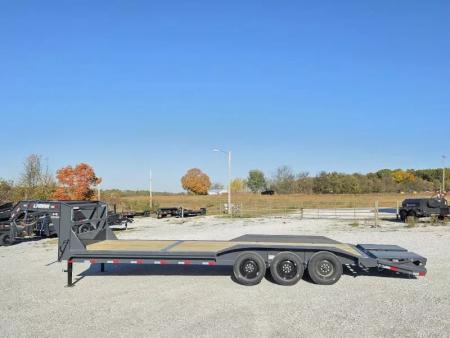 New 2026 Lamar Trailers 102 X 28 TRIPLE GN CH W/ 4' DOVE/ MAX RAMPS/ DRIVE OVER FENDERS