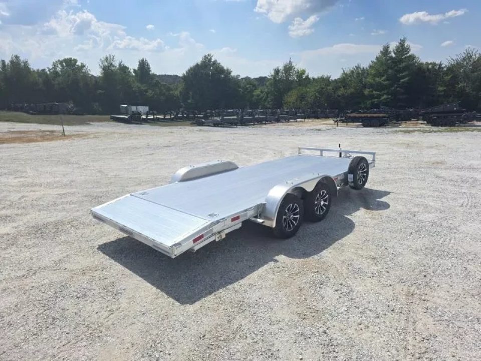New 2026 H and H Trailer 82X18 TANDEM 7K ALUMINUM CAR HAULER W/2' ALUMINUM DOVE & SLIDE OUT RAMPS