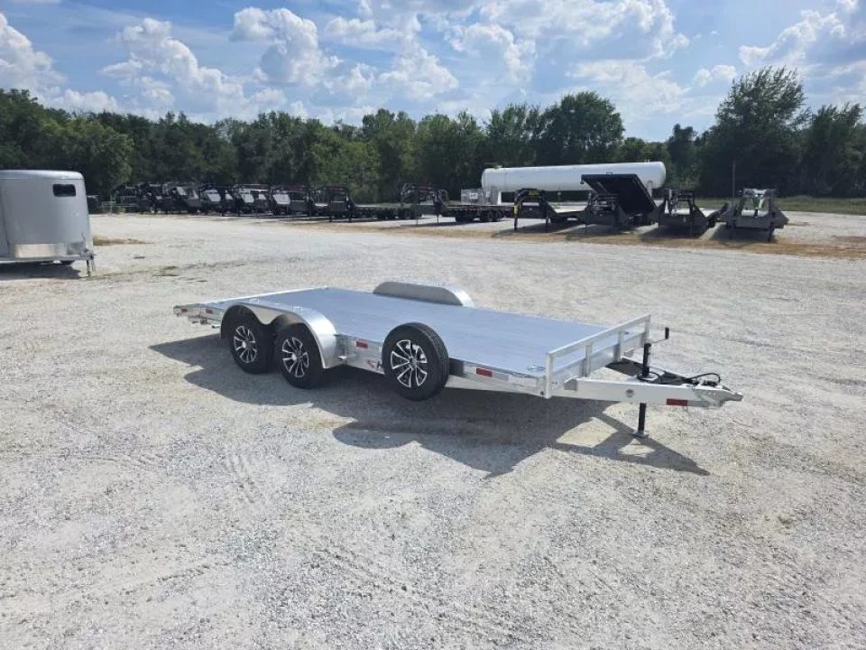 New 2026 H and H Trailer 82X18 TANDEM 7K ALUMINUM CAR HAULER W/2' ALUMINUM DOVE & SLIDE OUT RAMPS