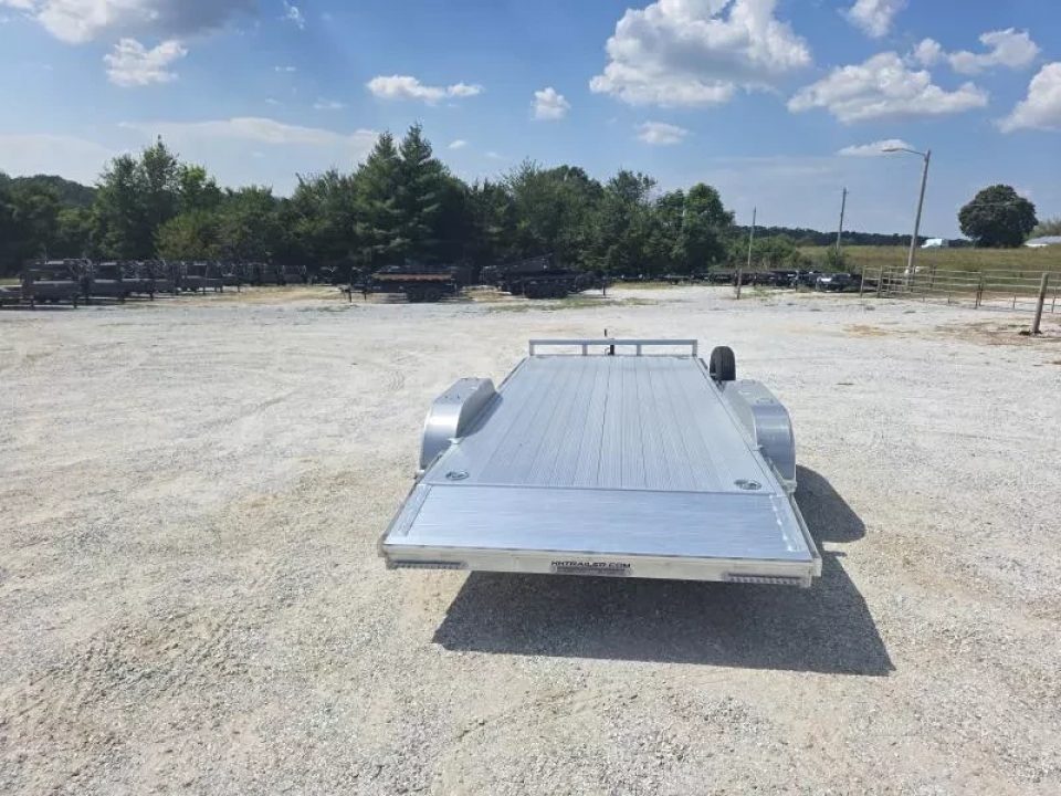 New 2026 H and H Trailer 82X18 TANDEM 7K ALUMINUM CAR HAULER W/2' ALUMINUM DOVE & SLIDE OUT RAMPS