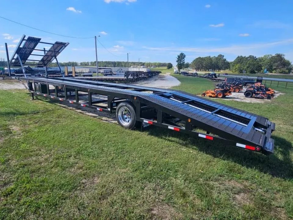 New 2025 Sun Country 102X53 4 CAR SINGLE AIR RIDE AIR BRAKE CAR HAULER W/10GA FLOOR WIDE REAR RAMP & ZINC PRIMER