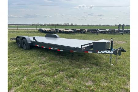 New 2026 Lamar 83x24 Tandem 10K Steel Floor Carhauler w/ 2' Dove, Slide In Ramps, & Toolbox