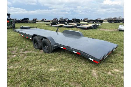 New 2026 Lamar 83x24 Tandem 10K Steel Floor Carhauler w/ 2' Dove, Slide In Ramps, & Toolbox