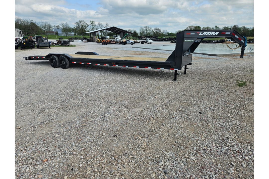 New 2026 Lamar 102X36 TANDEM 14K GOOSENECK LO-BOY CAR HAULER W/7K AXLES 4' STEEL DOVE 17.5"/16PLY & SLIDEOUT RAMPS