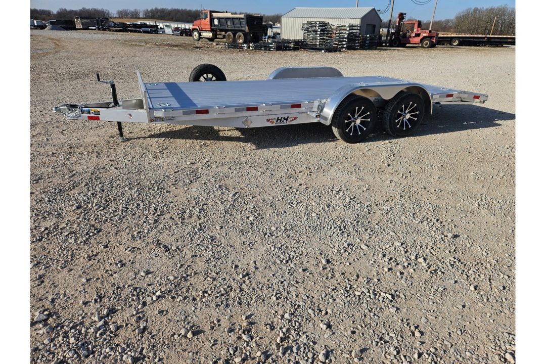 New 2026 H and H 82X20 TANDEM 7K ALUMINUM CAR HAULER W/2' DOVE EXTRUDED DECK & SLIDE OUT RAMPS