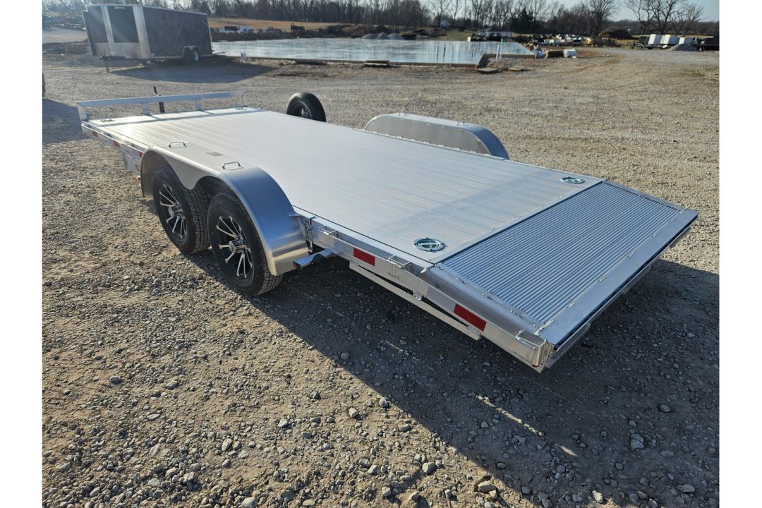 New 2026 H and H 82X20 TANDEM 7K ALUMINUM CAR HAULER W/2' DOVE EXTRUDED DECK & SLIDE OUT RAMPS