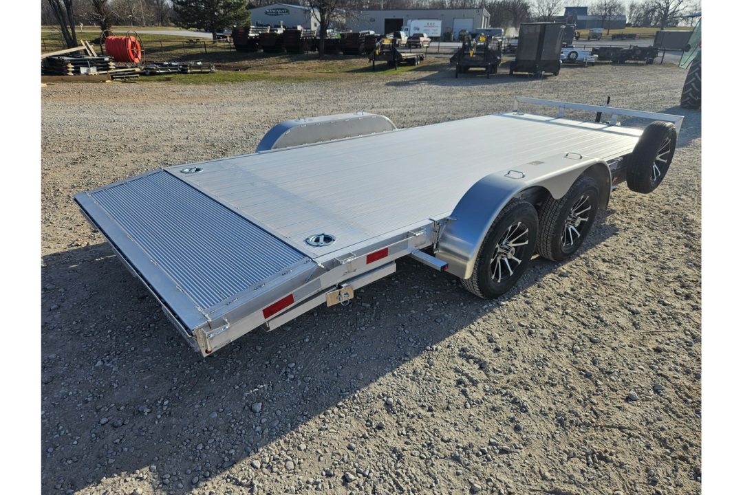 New 2026 H and H 82X20 TANDEM 7K ALUMINUM CAR HAULER W/2' DOVE EXTRUDED DECK & SLIDE OUT RAMPS