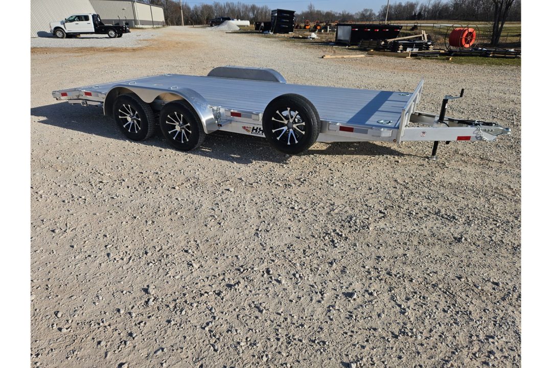 New 2026 H and H 82X20 TANDEM 7K ALUMINUM CAR HAULER W/2' DOVE EXTRUDED DECK & SLIDE OUT RAMPS