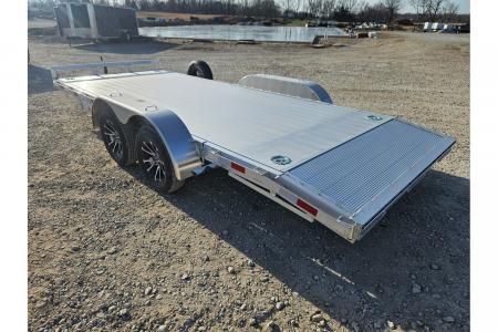 New 2026 H and H 82X20 TANDEM 7K ALUMINUM CAR HAULER W/2' DOVE EXTRUDED DECK & SLIDE OUT RAMPS