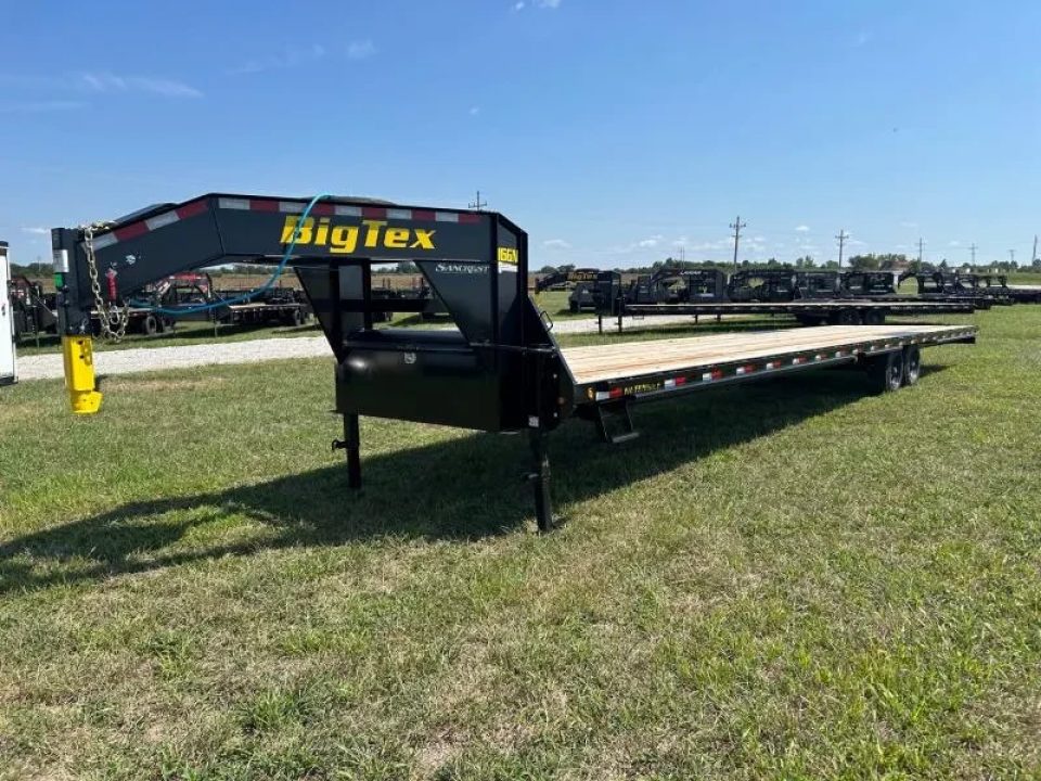 New 2026 Big Tex Trailers 102x40 Tandem 17.5K GN Flatbed w/ Slide In Ramps & Sliding Ratchet Rail