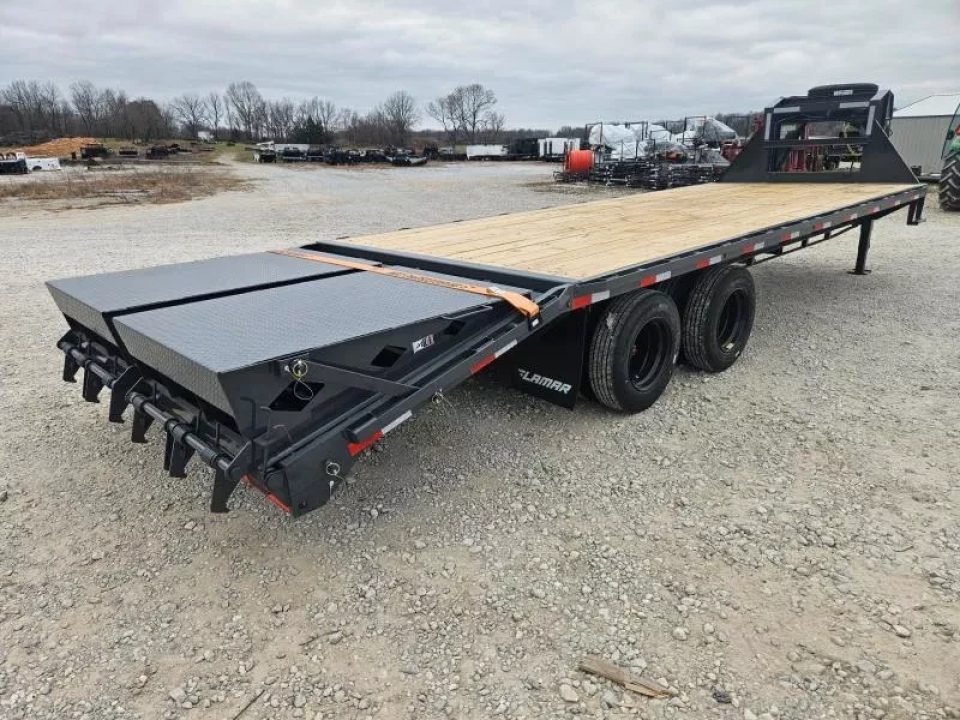New 2026 Lamar Trailers 102X25 TANDEM DAUL GOOSENECK W/12K AXLES MAX RAMPS & 17.5" 18PLY