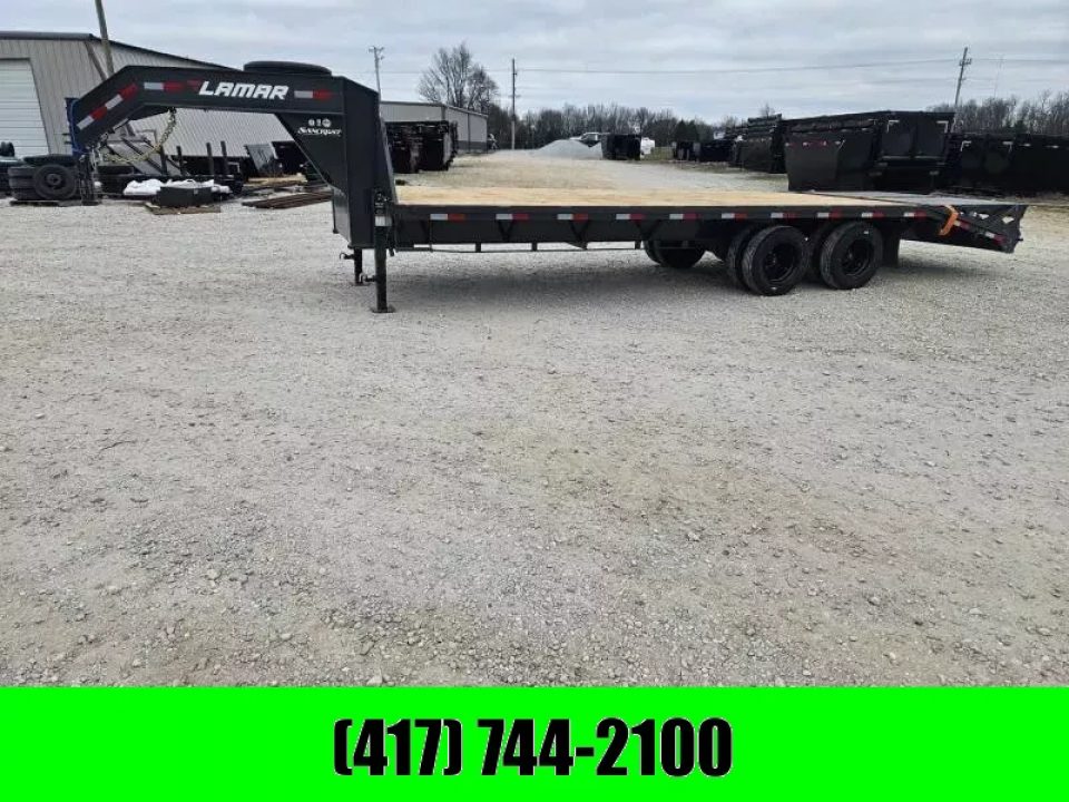 New 2026 Lamar Trailers 102X25 TANDEM DAUL GOOSENECK W/12K AXLES MAX RAMPS & 17.5" 18PLY