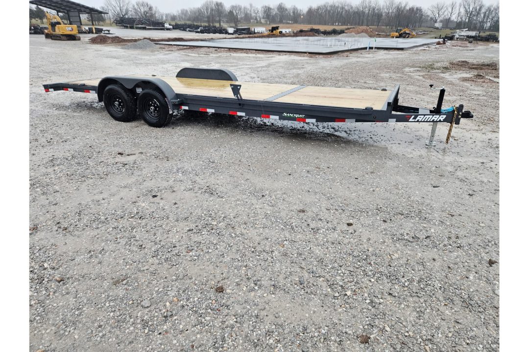 New 2026 Lamar 83X24 TANDEM 10K CAR HAULER W/2' STEEL DOVE & SLIDE OUT RAMPS