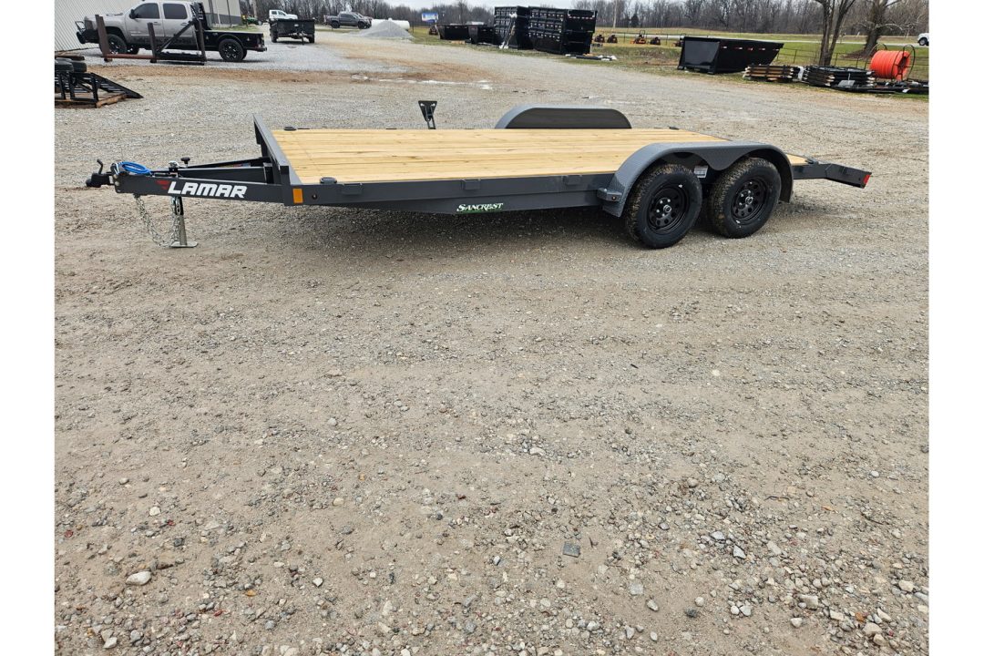 New 2026 Lamar 83X18 TANDEM 7K CAR HAULER W/2' STEEL DOVE & SLIDE OUT RAMPS