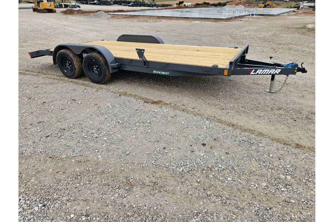 New 2026 Lamar 83X18 TANDEM 7K CAR HAULER W/2' STEEL DOVE & SLIDE OUT RAMPS