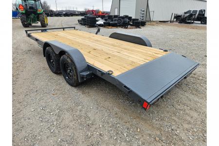 New 2026 Lamar 83X18 TANDEM 7K CAR HAULER W/2' STEEL DOVE & SLIDE OUT RAMPS
