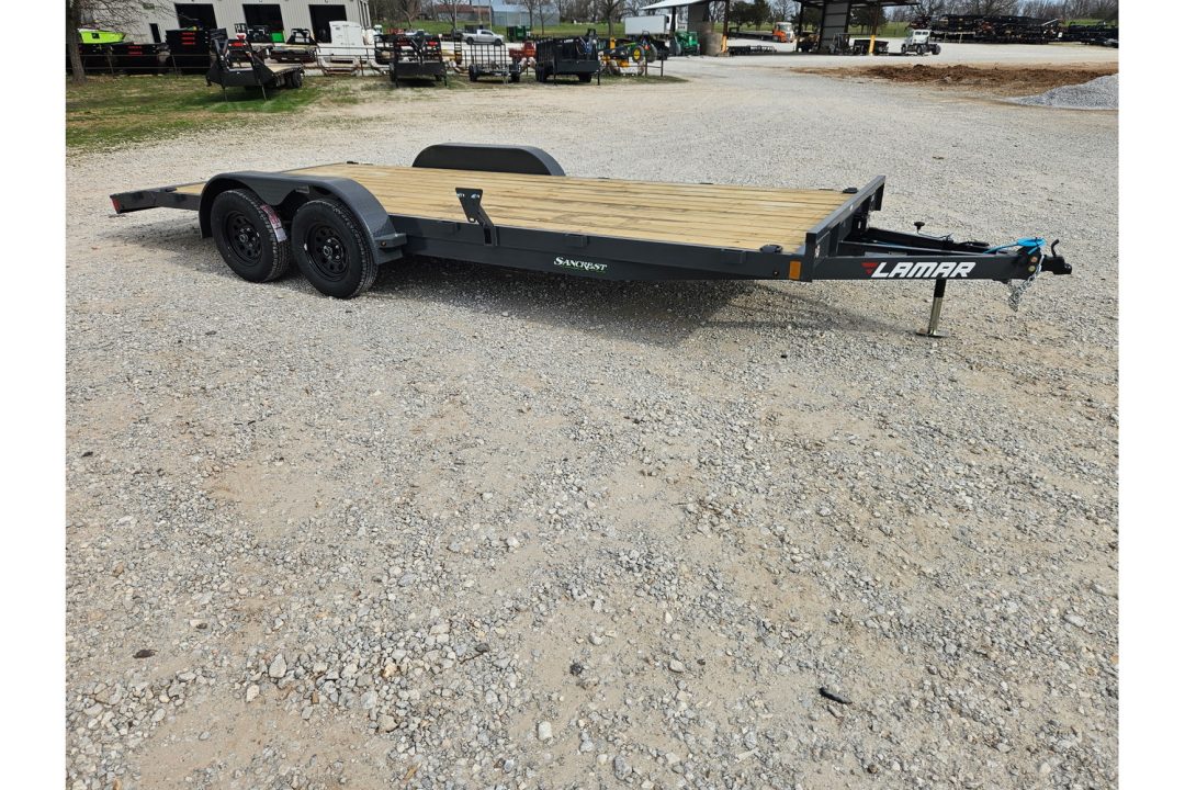 New 2026 Lamar 83X20 TANDEM 7K CAR HAULER W/2' STEEL DOVE & SLIDE OUT RAMPS