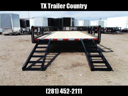 New 2026 Longhorn Trailers 83x20 Utility Trailer / 5200# Axles / 5ft C-Channel Stow Away Ramps / Pipetop