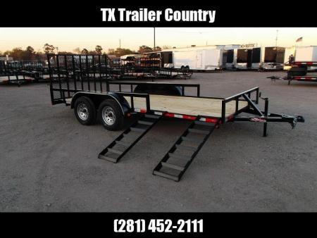 New 2026 Longhorn Trailers 83x16 Utility Trailer / ATV Trailer / Side by Side Trailer / 4ft Rear Ramp Gate / 5ft Side Load Ramps / Electric Brakes / LED's