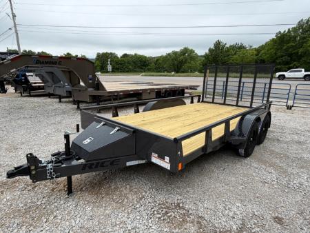 New 2026 Rice Trailers 7K 14' X 82" Tandem Deluxe Pipe Top Utility Utility Trailer