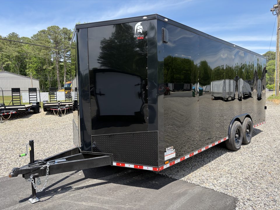 New 2026 Spartan Cargo 8.5x20 Enclosed Trailer, White PolyCor, BIG PKG, 14K GVWR, 7' Interior, 60" Triple Tube Tongue, StableDeck