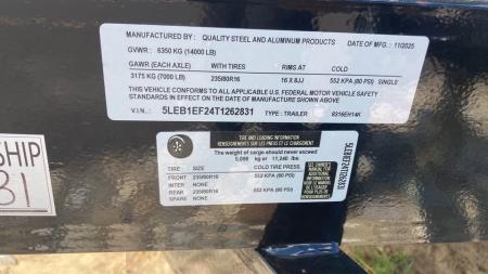 New 2026 Quality Steel and Aluminum 16' 14k gvwr Equipment Trailer