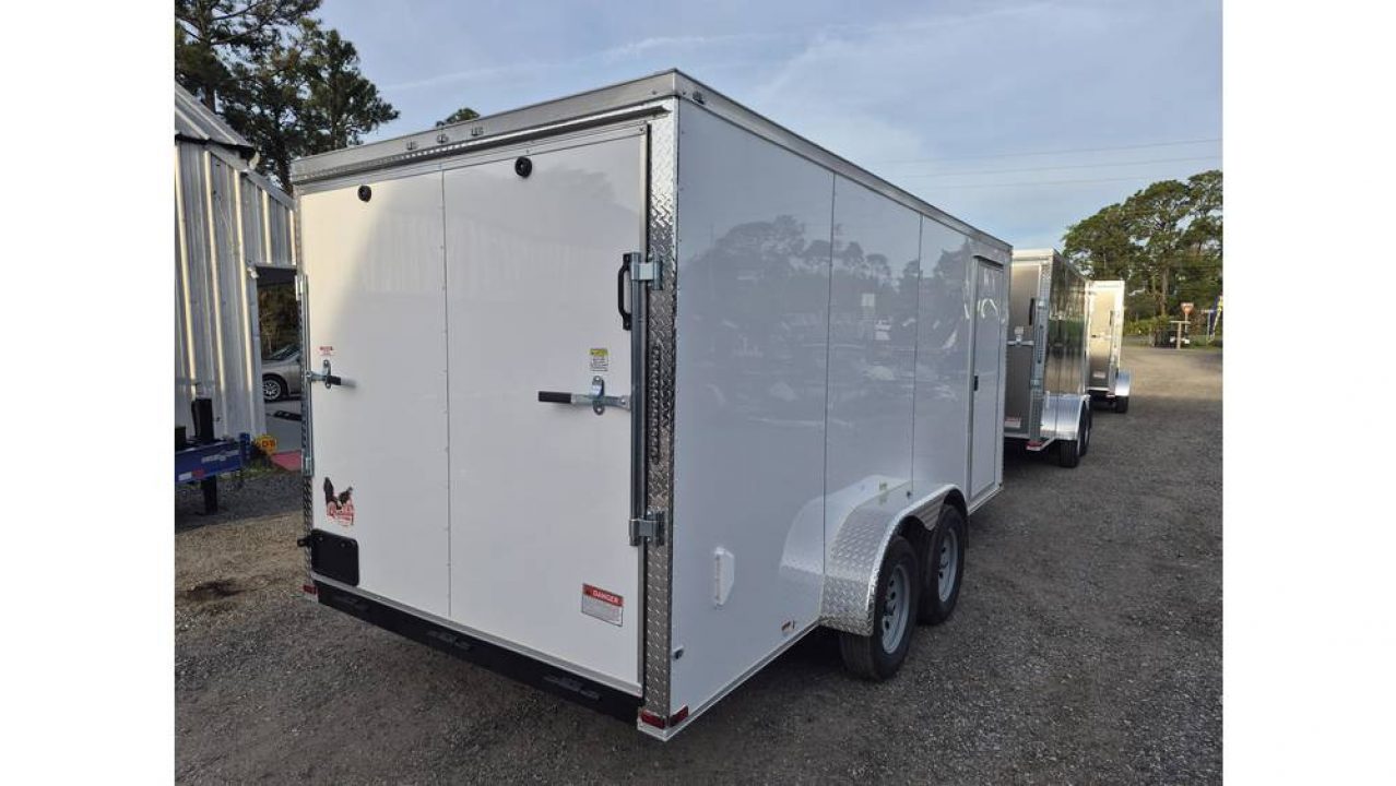 New 2026 Quality Cargo 7x16 Enclosed Trailer | Tandem Axle | Ramp Door | Tie Downs - White Cargo Trailer