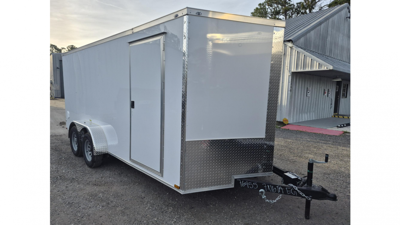 New 2026 Quality Cargo 7x16 Enclosed Trailer | Tandem Axle | Ramp Door | Tie Downs - White Cargo Trailer