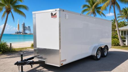 New 2026 Quality Cargo 7x16 Enclosed Trailer | Tandem Axle | Ramp Door | Tie Downs - White Cargo Trailer