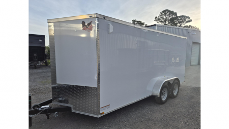 New 2026 Quality Cargo 7x16 Enclosed Trailer | Tandem Axle | Ramp Door | Tie Downs - White Cargo Trailer