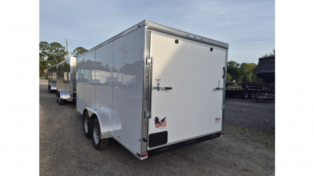 New 2026 Quality Cargo 7x16 Enclosed Trailer | Tandem Axle | Ramp Door | Tie Downs - White Cargo Trailer