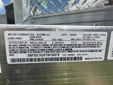 New 2026 E-Z Hauler EZEC7X16-IF Cargo / Enclosed Trailer