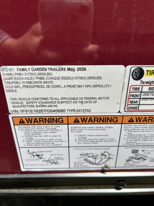 New 2026 Family Trailer 6x12 Tandem Axles Cargo / Enclosed Trailer- Screwless Exterior-Blackout Pkg-Rear Spoiler-HD Axles