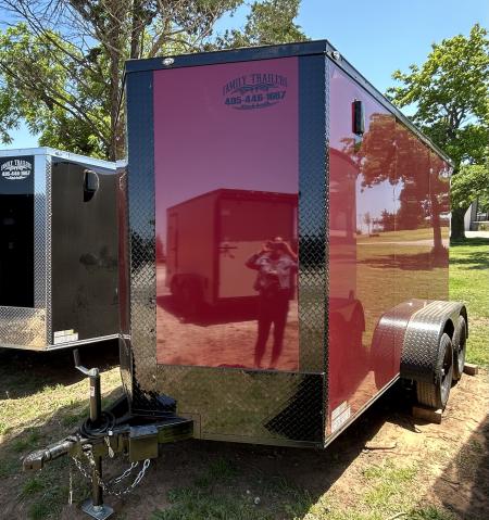 New 2026 Family Trailer 6x12 Tandem Axles Cargo / Enclosed Trailer- Screwless Exterior-Blackout Pkg-Rear Spoiler-HD Axles