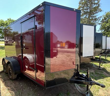 New 2026 Family Trailer 6x12 Tandem Axles Cargo / Enclosed Trailer- Screwless Exterior-Blackout Pkg-Rear Spoiler-HD Axles