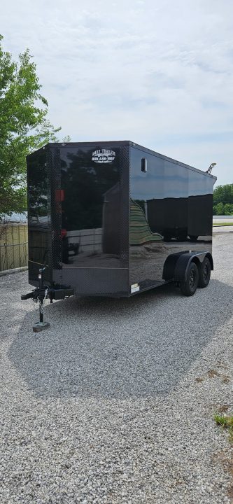 New 2026 Family Trailer 7x14 Tandem Axles Cargo / Enclosed Trailer- Screwless Exterior- Blackout Pkg-Rear Spoiler-HD Axles