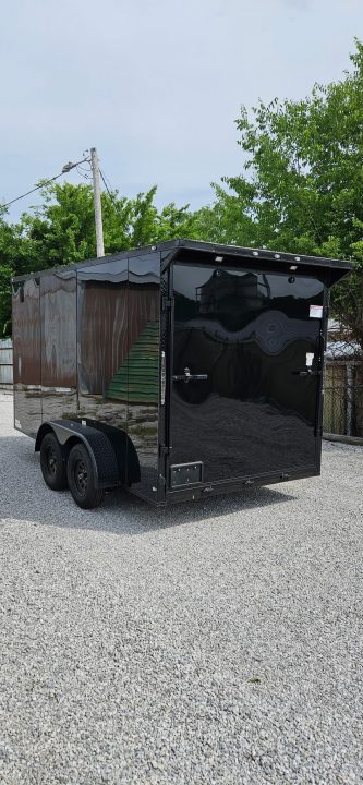 New 2026 Family Trailer 7x14 Tandem Axles Cargo / Enclosed Trailer- Screwless Exterior- Blackout Pkg-Rear Spoiler-HD Axles