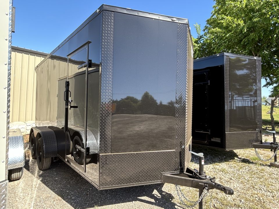 New 2026 Family Trailer 7x14 Tandem Axles Cargo / Enclosed Trailer- Screwless Exterior- Blackout Pkg-Rear Spoiler-HD Axles