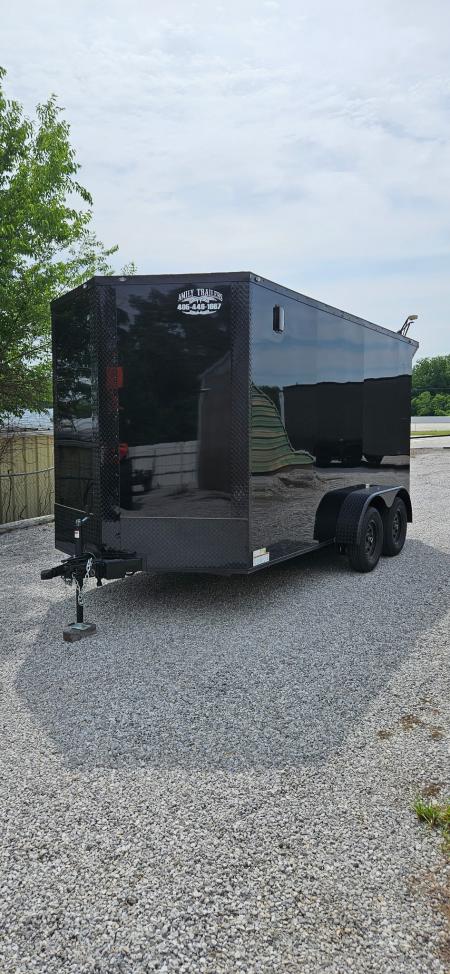 New 2026 Family Trailer 7x14 Tandem Axles Cargo / Enclosed Trailer- Screwless Exterior- Blackout Pkg-Rear Spoiler-HD Axles