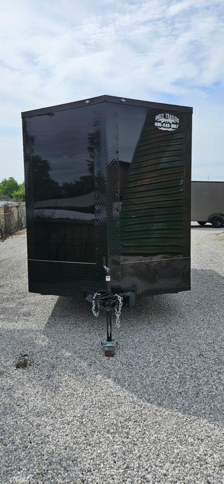 New 2026 Family Trailer 7x14 Tandem Axles Cargo / Enclosed Trailer- Screwless Exterior- Blackout Pkg-Rear Spoiler-HD Axles