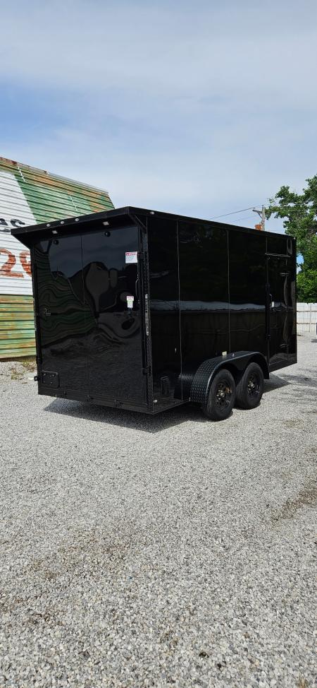 New 2026 Family Trailer 7x14 Tandem Axles Cargo / Enclosed Trailer- Screwless Exterior- Blackout Pkg-Rear Spoiler-HD Axles