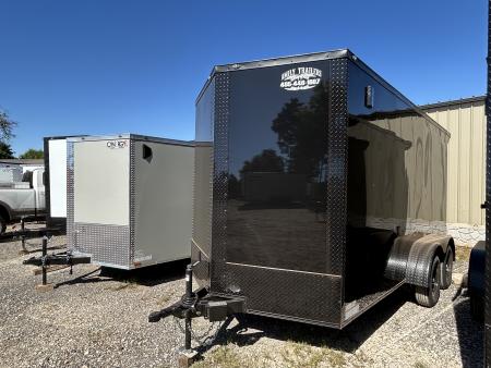New 2026 Family Trailer 7x14 Tandem Axles Cargo / Enclosed Trailer- Screwless Exterior- Blackout Pkg-Rear Spoiler-HD Axles
