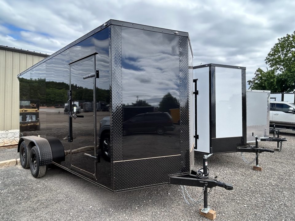 New 2026 Family Trailer 7x16 Tandem Axles Cargo / Enclosed Trailer- Screwless Exterior-Blackout Pkg-Rear Spoiler-HD Axles