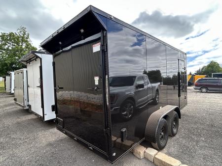 New 2026 Family Trailer 7x16 Tandem Axles Cargo / Enclosed Trailer- Screwless Exterior-Blackout Pkg-Rear Spoiler-HD Axles