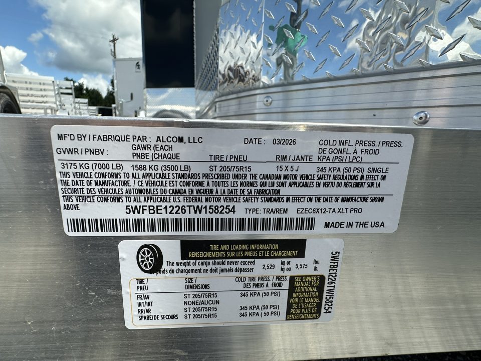 New 2026 E-Z Hauler EZEC6X12-TA XLT PRO Cargo / Enclosed Trailer