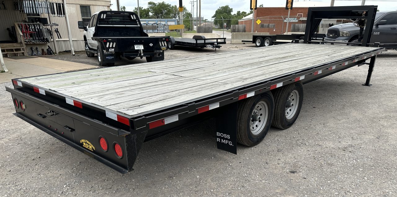 New 2026 Road Boss 25' Tandem Axle Gooseneck Flatbed with 8ks Equipment Trailer